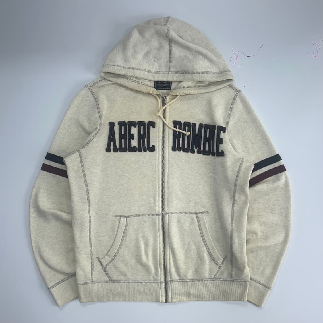 Abercrombie 아베크롬비 스펠아웃로고 아이보리 후드집업 상품이미지3