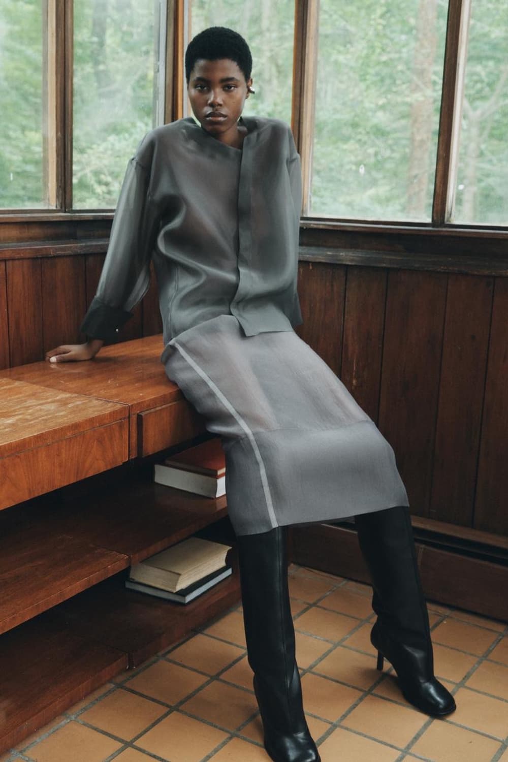 zara 오간자 쉬어 그레이 스커트 상품이미지1