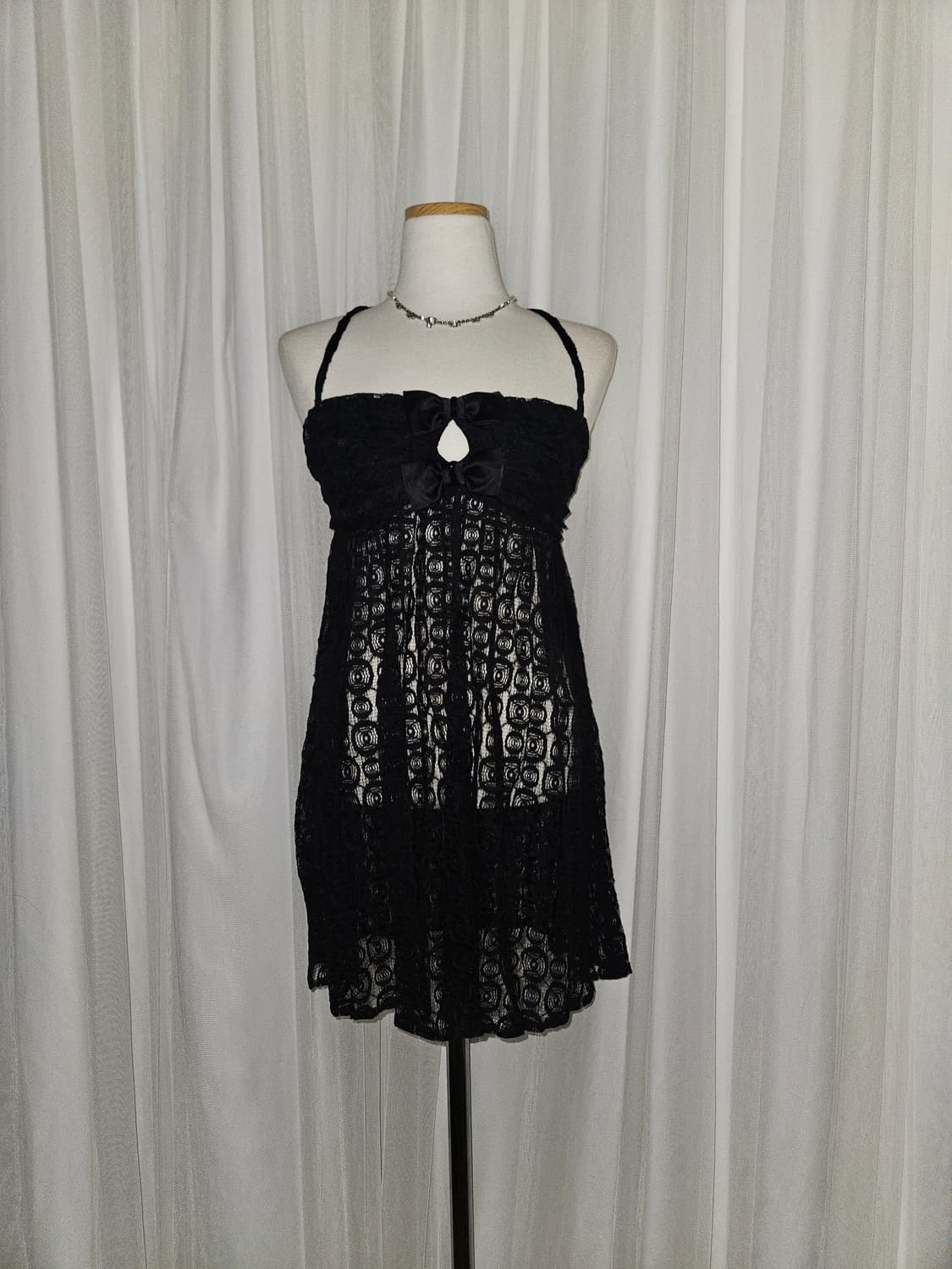 빈티지 레이스 시스루 더블 리본 탑 상품이미지1