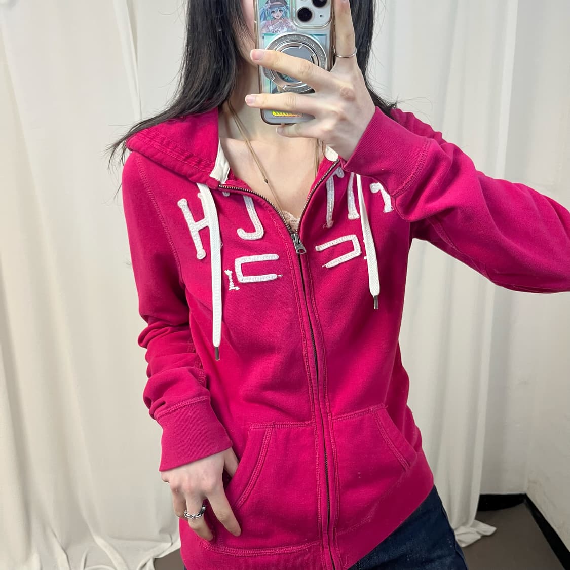 Abercrombie pink zip-up hoodie 상품이미지3