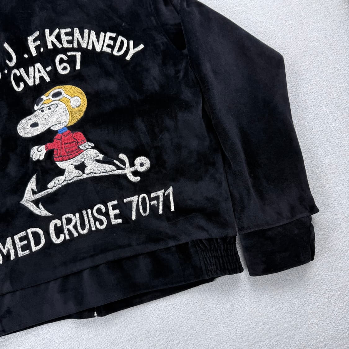 Military souvenir 복각 스누피 자수 벨벳 자켓 상품이미지9