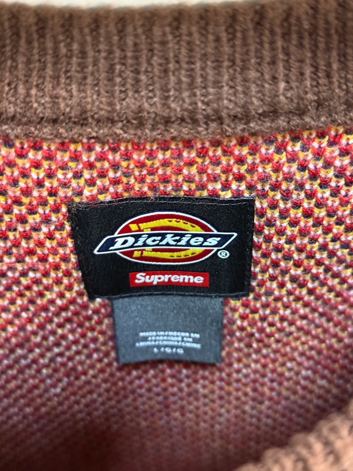 슈프림 x 디키즈 니트 브라운 L사이즈 판매합니다 ! 상품이미지4