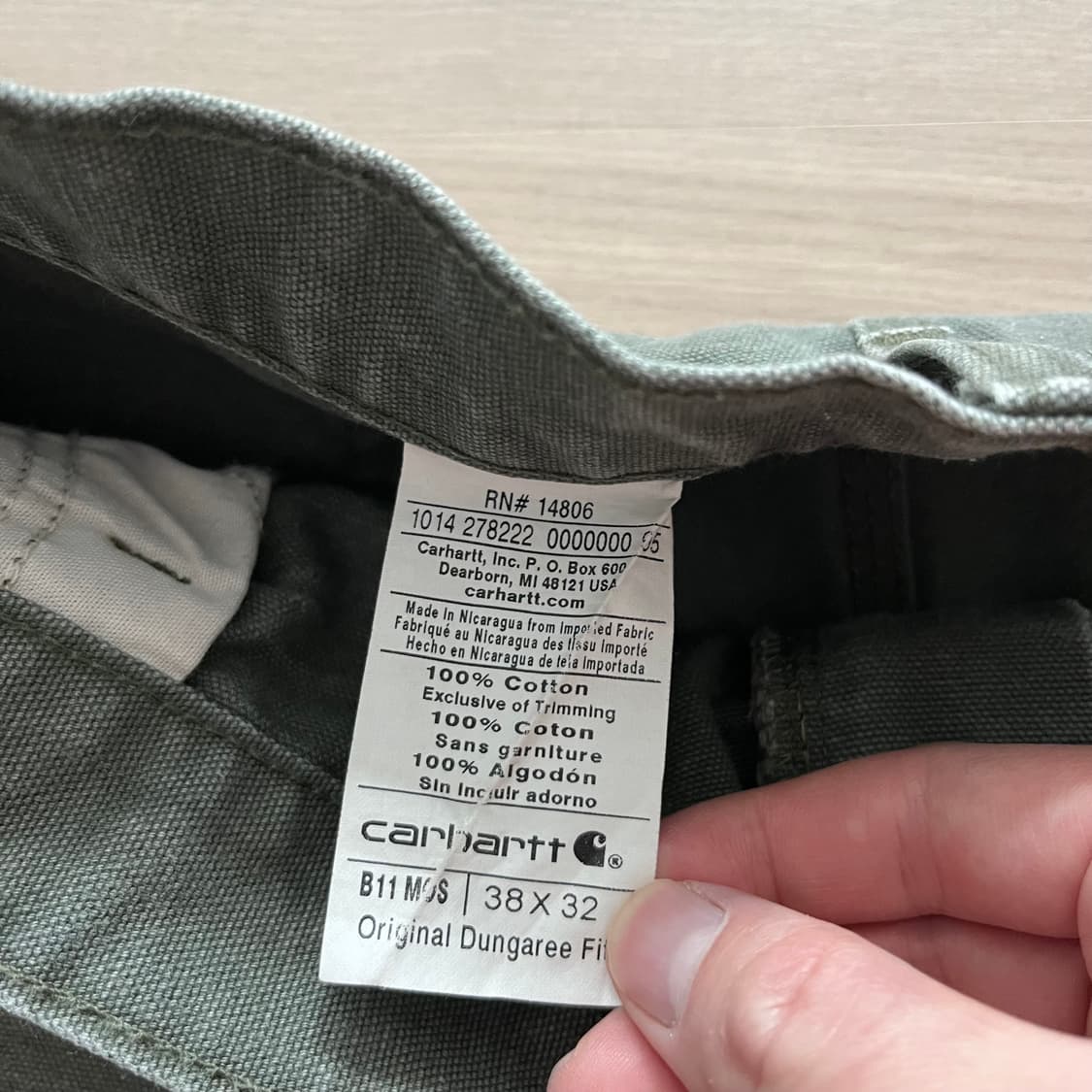 [38X32] 올드 칼하트 카펜터팬츠 모스그린 상품이미지2