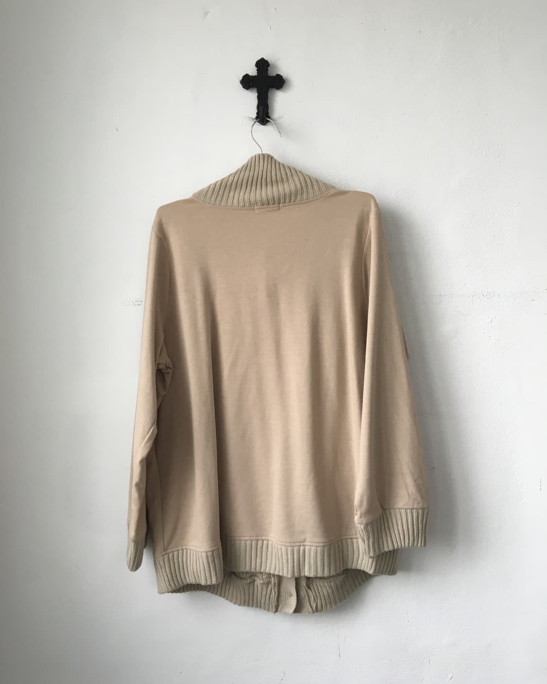 Cable pattern high neck knit cardigan 상품이미지3