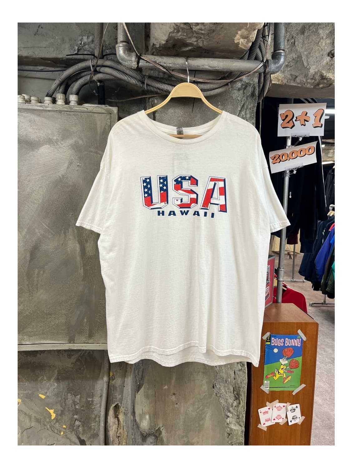 빈티지 길단 USA 레터링 반팔티 화이트 2XL #csz3407  상품이미지1