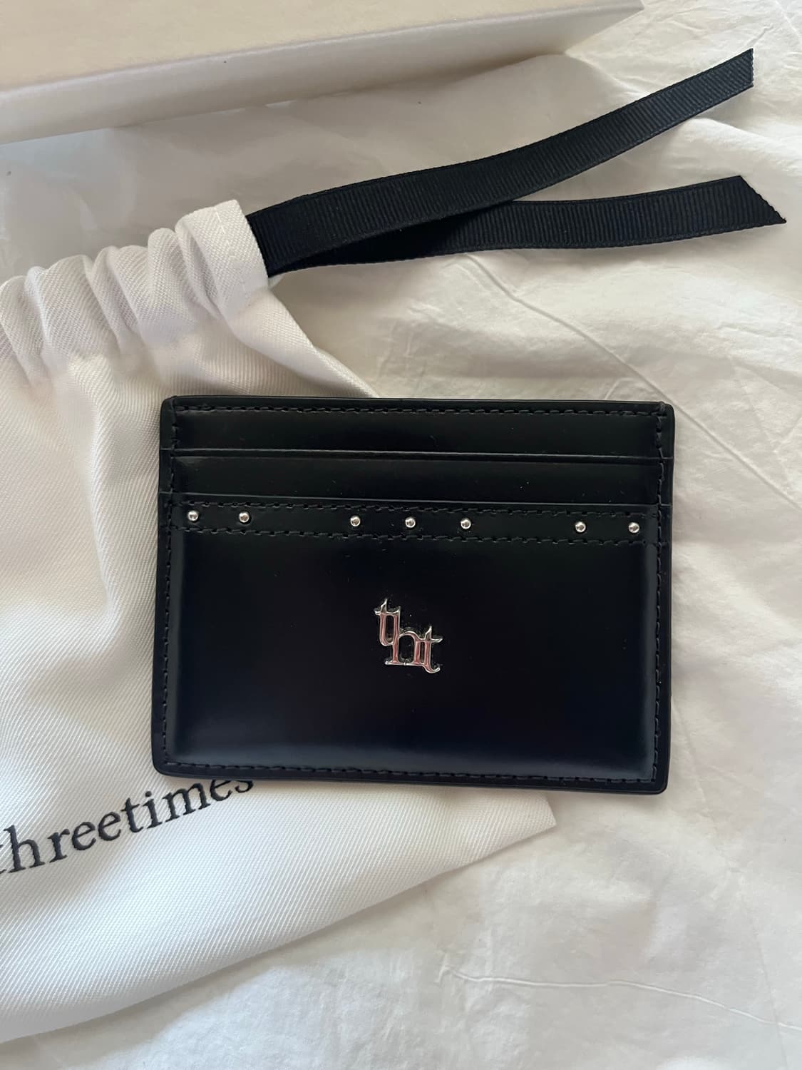 쓰리타임즈 스터드 카드 홀더 블랙 상품이미지4