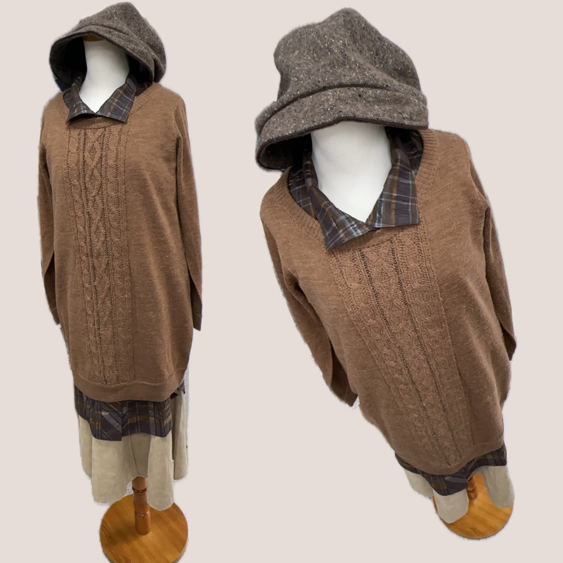 🤎하구미의 히피 코디세트🤎 원피스 롱 니트 브라운 그런지 오리엔탈 상품이미지2