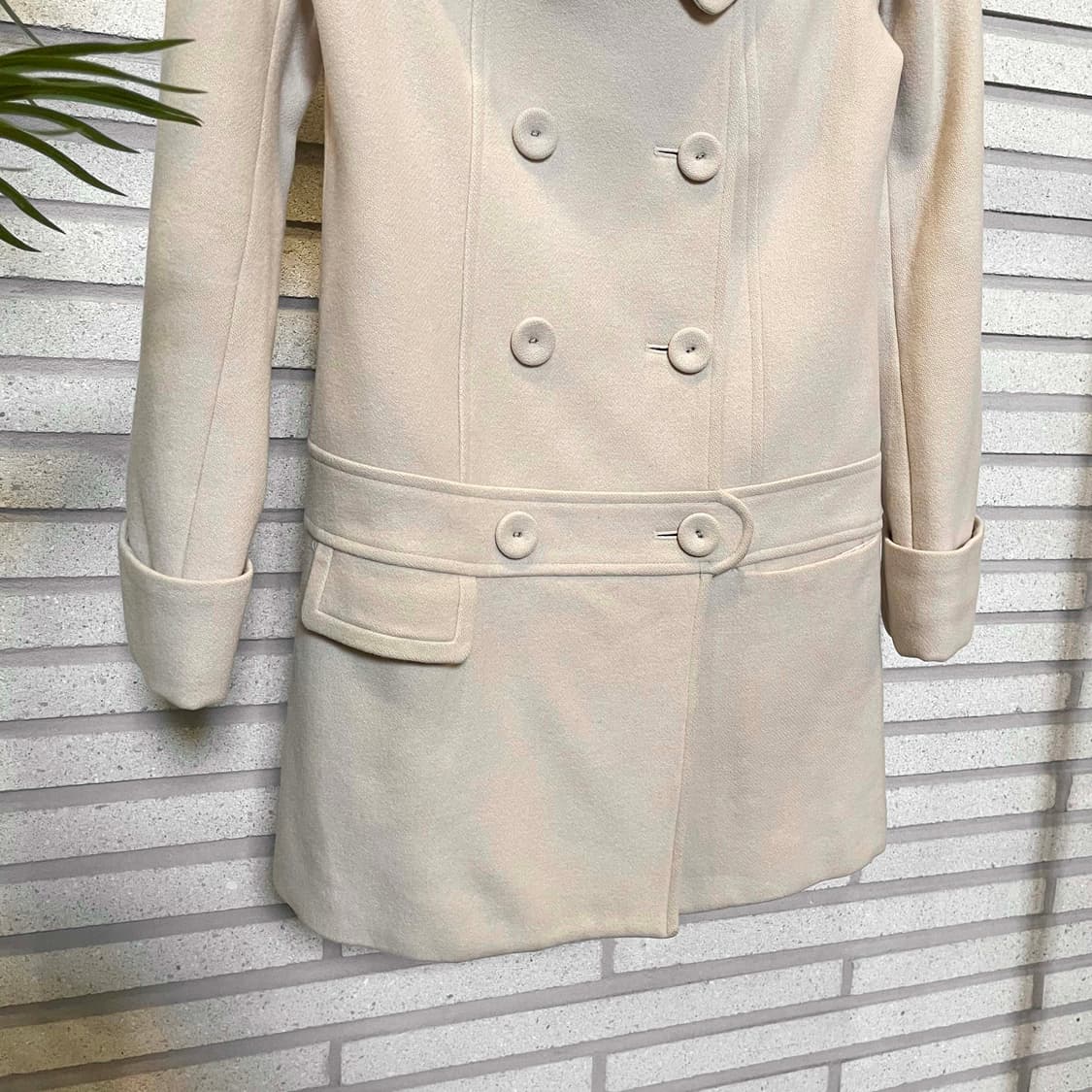 JPN VINTAGE 하프 코트 하이넥 더블 버튼 투포켓 디테일 아이보리 상품이미지5