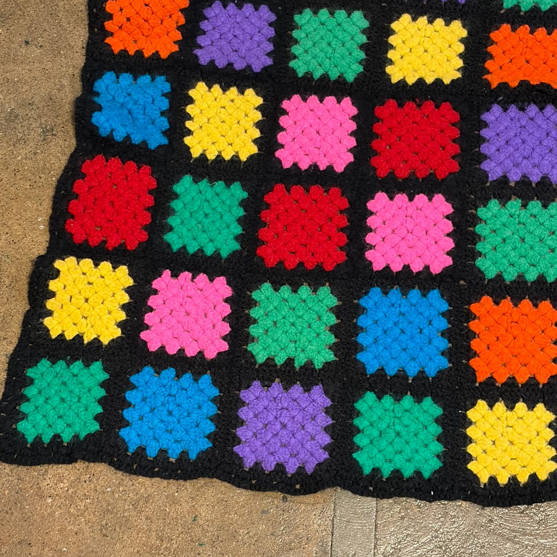 90s USA 멀티 니트 카페트 러그 매트 상품이미지2