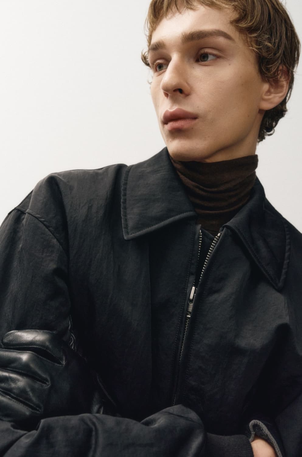 노이어 헤비 나일론 페디드 크롭 블루종(블랙) 상품이미지2