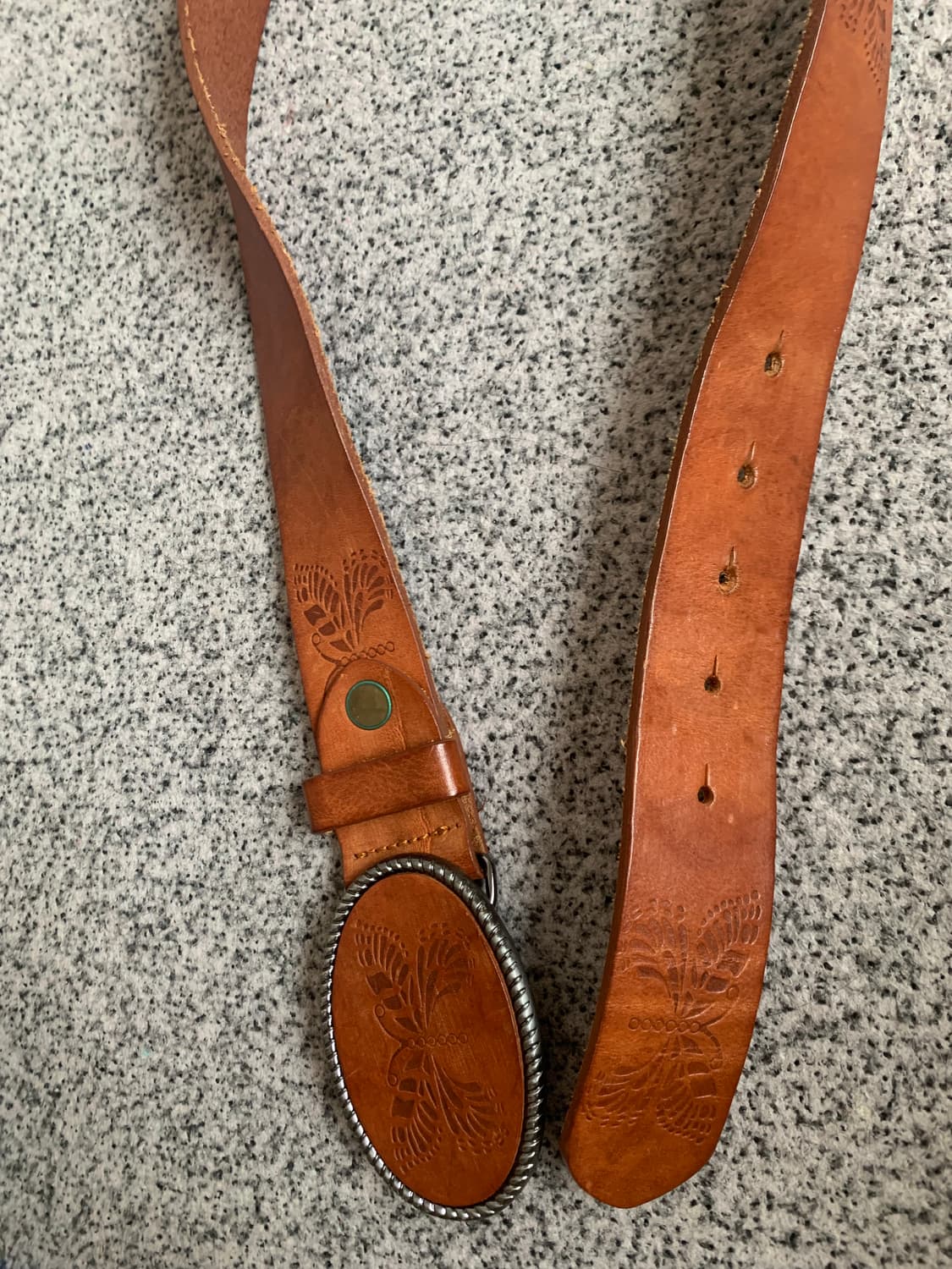 빈티지 버터플라이 나비 브라운카멜 가죽 벨트 상품이미지1