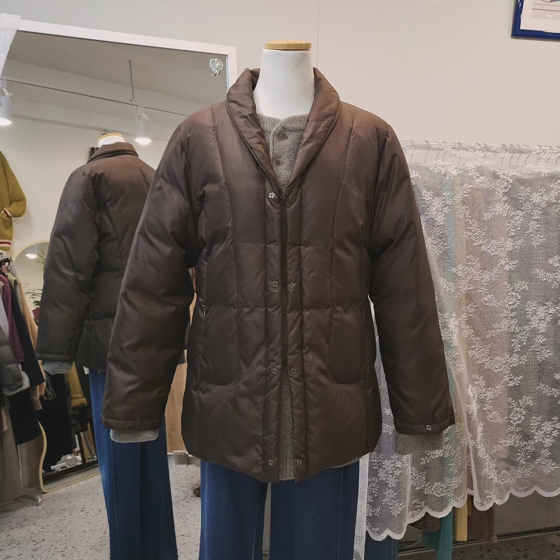 Cojana 초코브라운 덕다운 하프패딩 상품이미지7