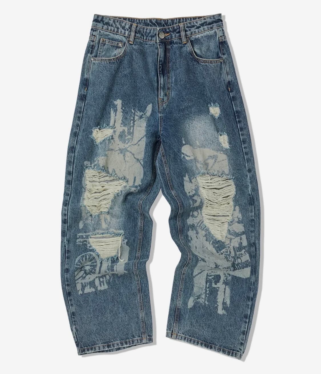 트래블 페인티드 데님 팬츠 인디고 블루 상품이미지2