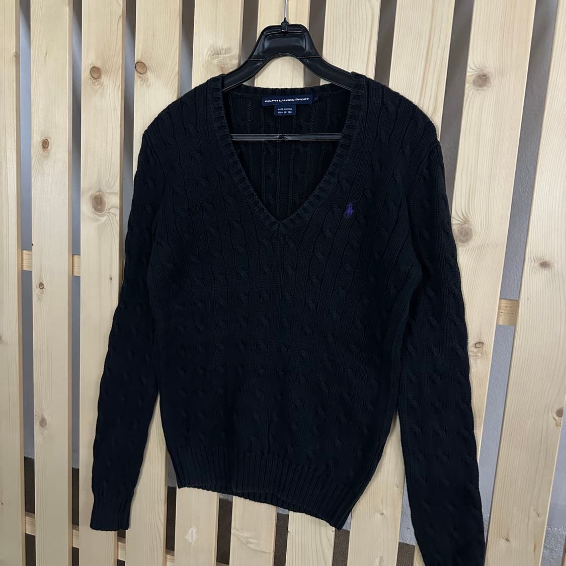 (S) 폴로 블랙 케이블 니트 스웨터 상품이미지2