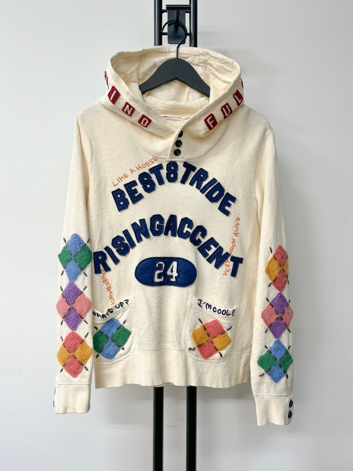 Rough 아가일 엠브로이더드 후디 상품이미지1