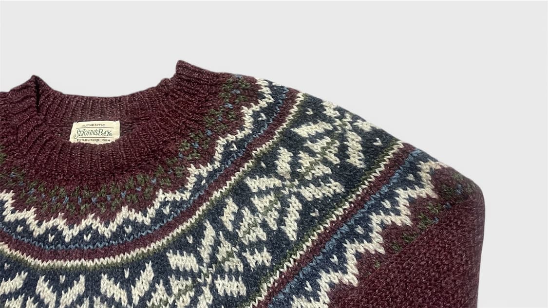USA 90s 미국 빈티지 세인트 존스 베이 페어아일 울 니트 스웨터 L 상품이미지3