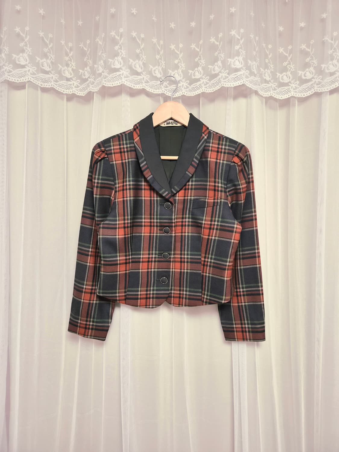 Vintage Khaki Orange Plaid Jacket 상품이미지7