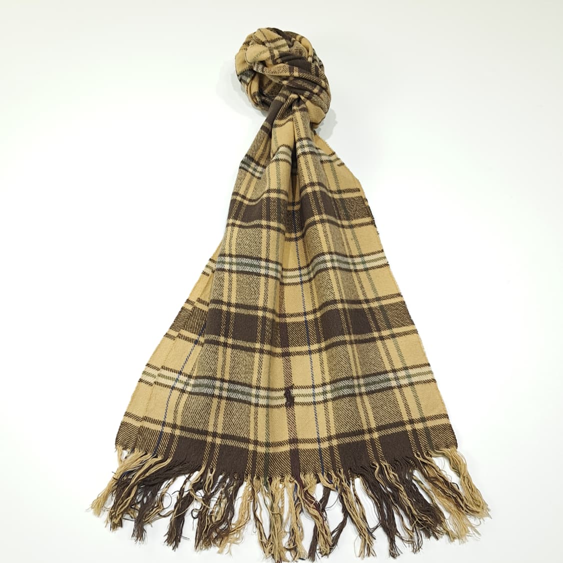 MX622 폴로 80s 프랑스판 코튼 타탄체크 브라운 머플러 목도리 상품이미지1