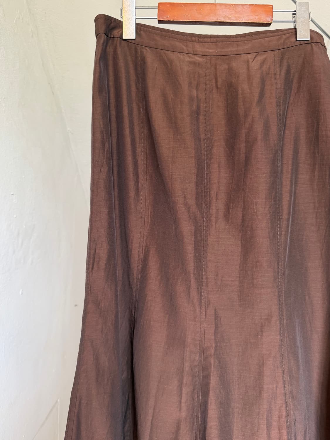 실크 100% 브라운 롱스커트 상품이미지2