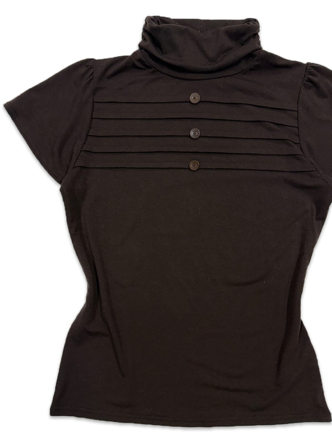 빈티지 브라운 포인트 단추 반팔 니트 상품이미지2