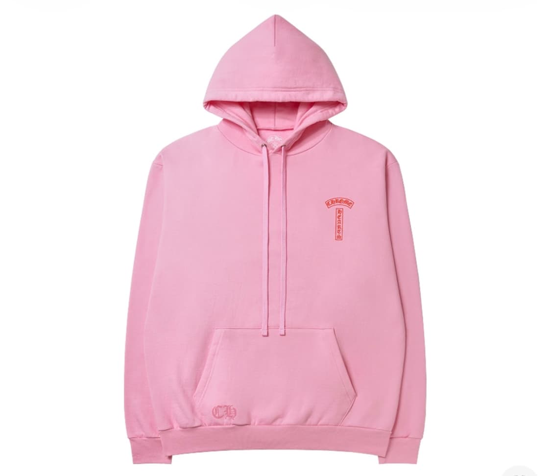 [L] 크롬하츠 백 USA 스크립트 로고 핑크 후드 상품이미지1