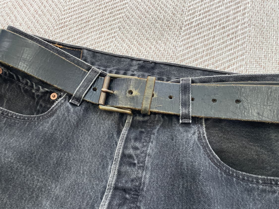 빈티지 버클 플레인 레더 벨트 상품이미지2