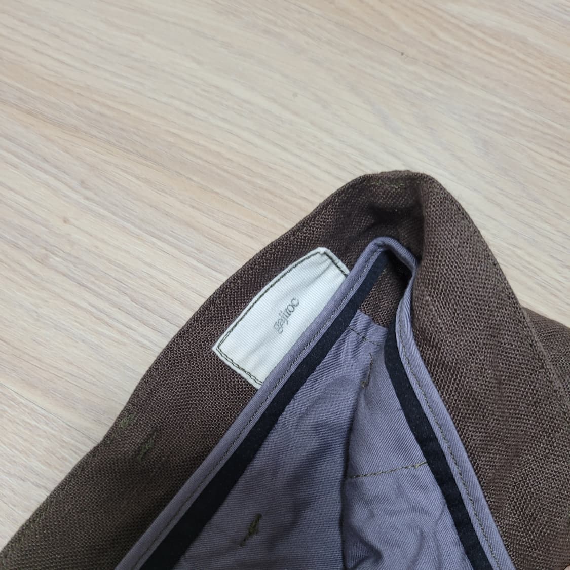 가지록 브라운 린넨 트라우저 팬츠 상품이미지5