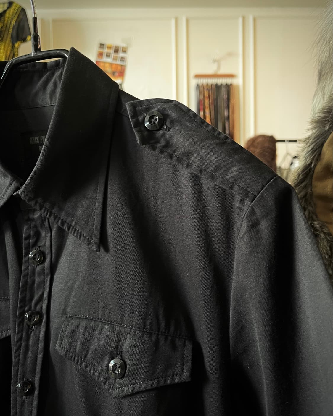 90-00s BLACK PEACE NOW Frap Pocket Shirt 상품이미지5