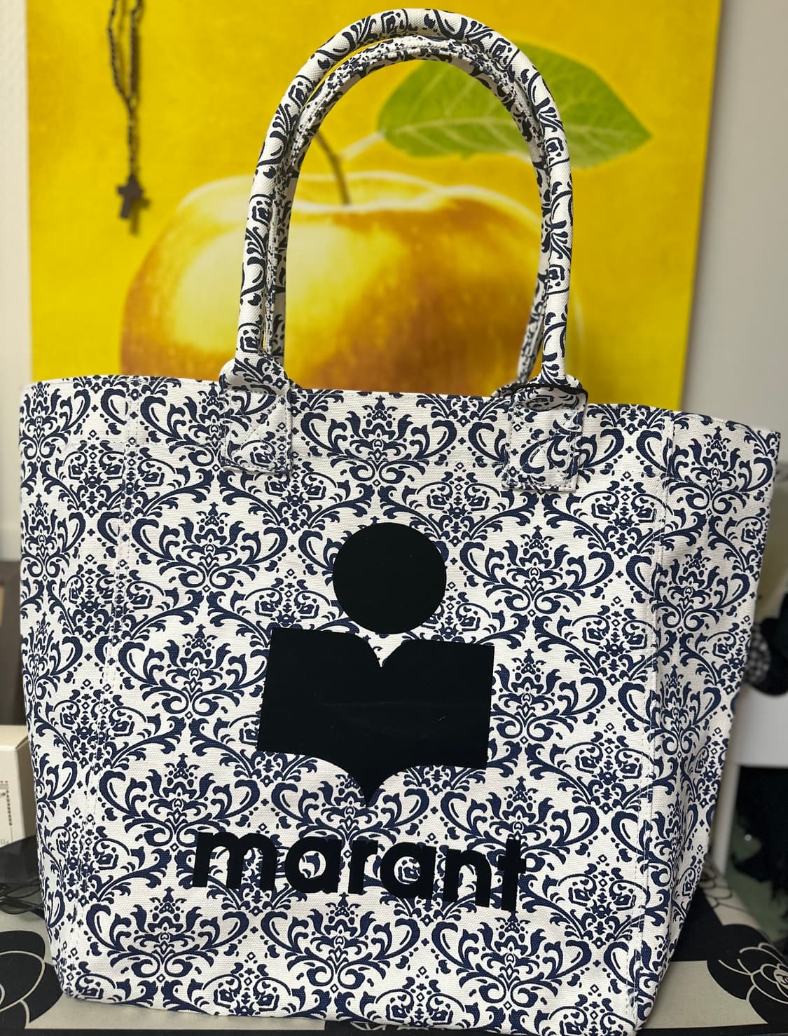 이자벨마랑벨벳 프린트 토트백 네이비 유럽한정판 상품이미지2