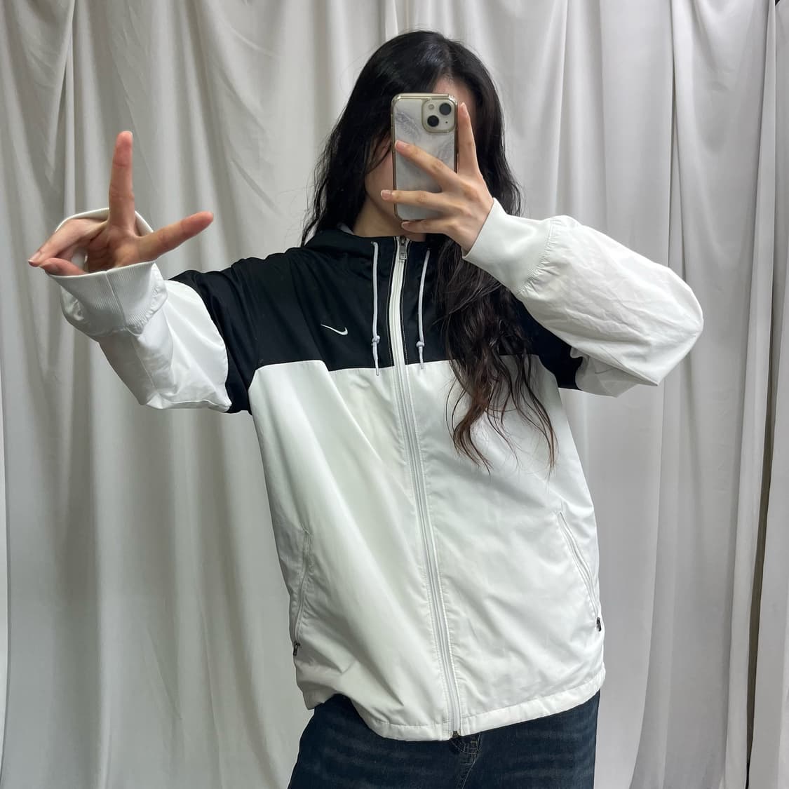 Nike black & white windbreak jacket 상품이미지2