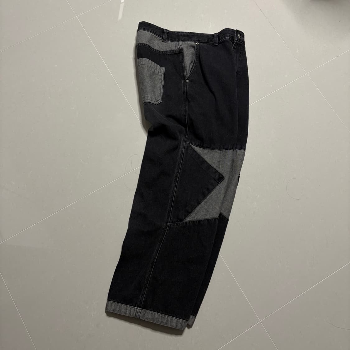 정품 꼼파뇨 스타 와이드 흑청 데님팬츠 블랙 청바지 30인치 상품이미지5