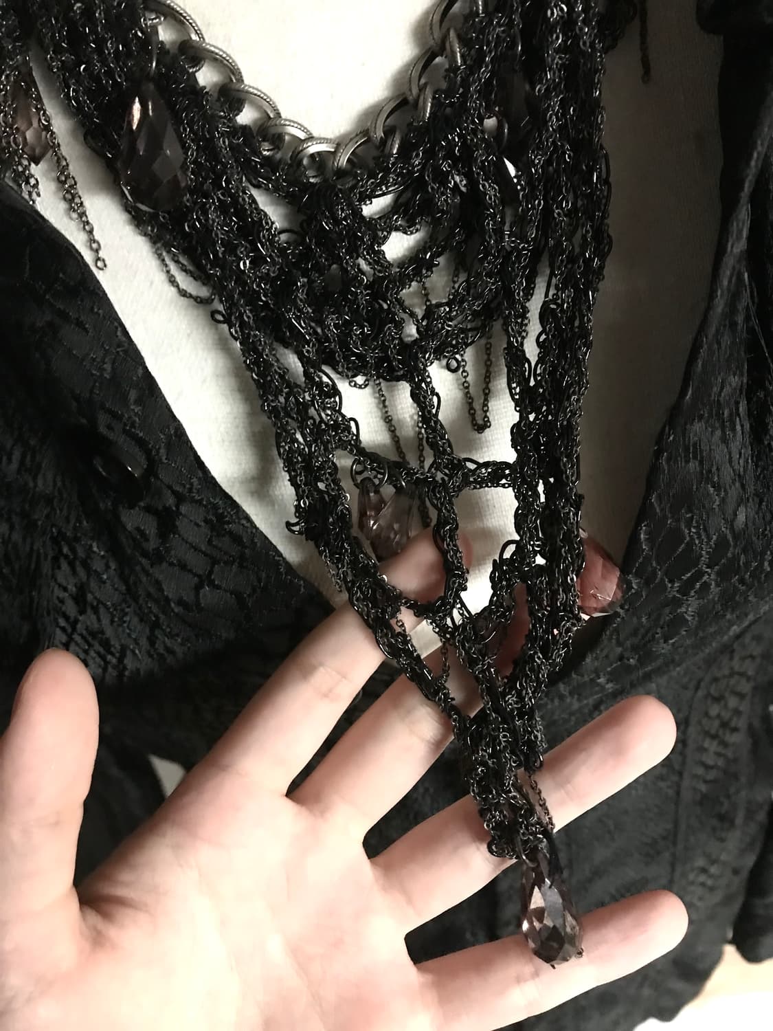 Vintage Multi-Layer Black Chain Necklace 상품이미지2