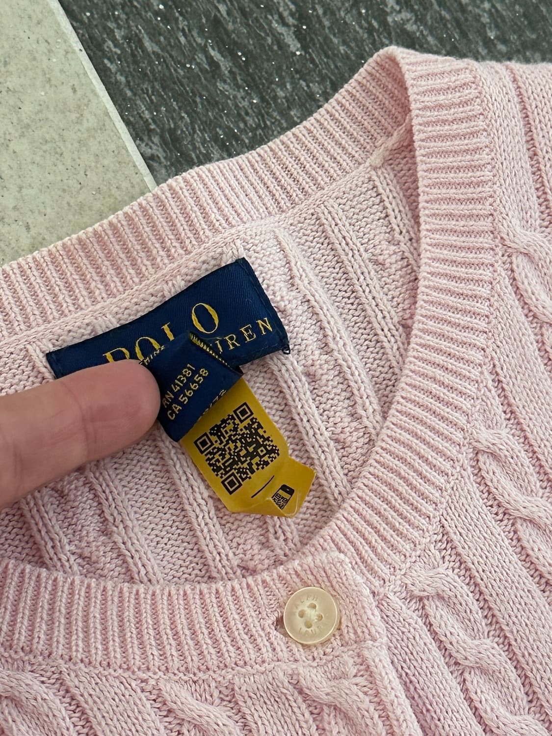 폴로 랄프로렌 연핑크 화이트포니 케이블 니트 가디건  상품이미지8