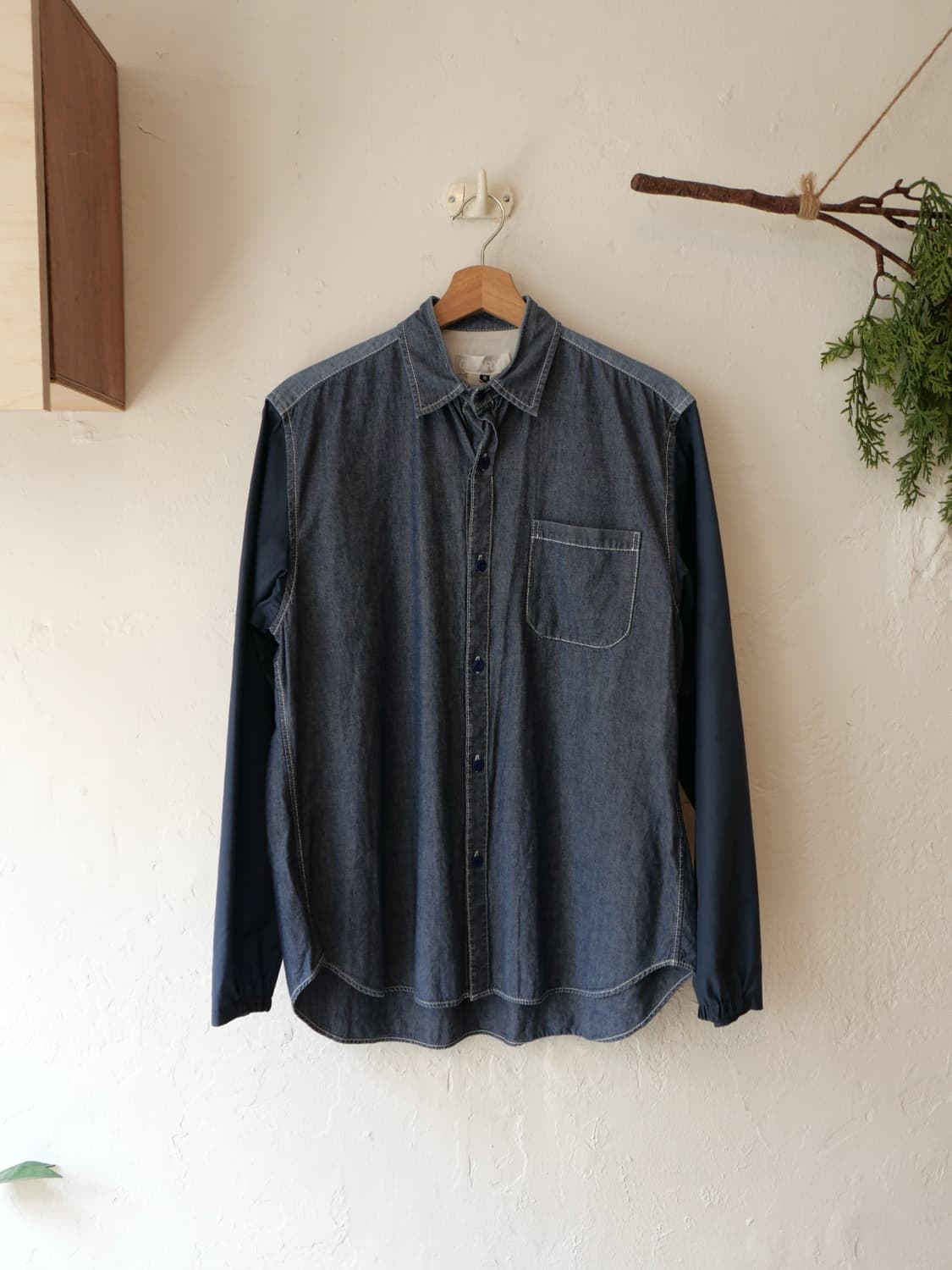 꼼데가르송 간류 나일론 슬리브 데님 셔츠 상품이미지1