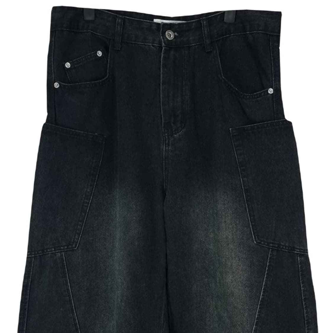 [아이돈워너셀] 흑청 와이드 커브드 블랙 데님 팬츠 M19355 상품이미지4