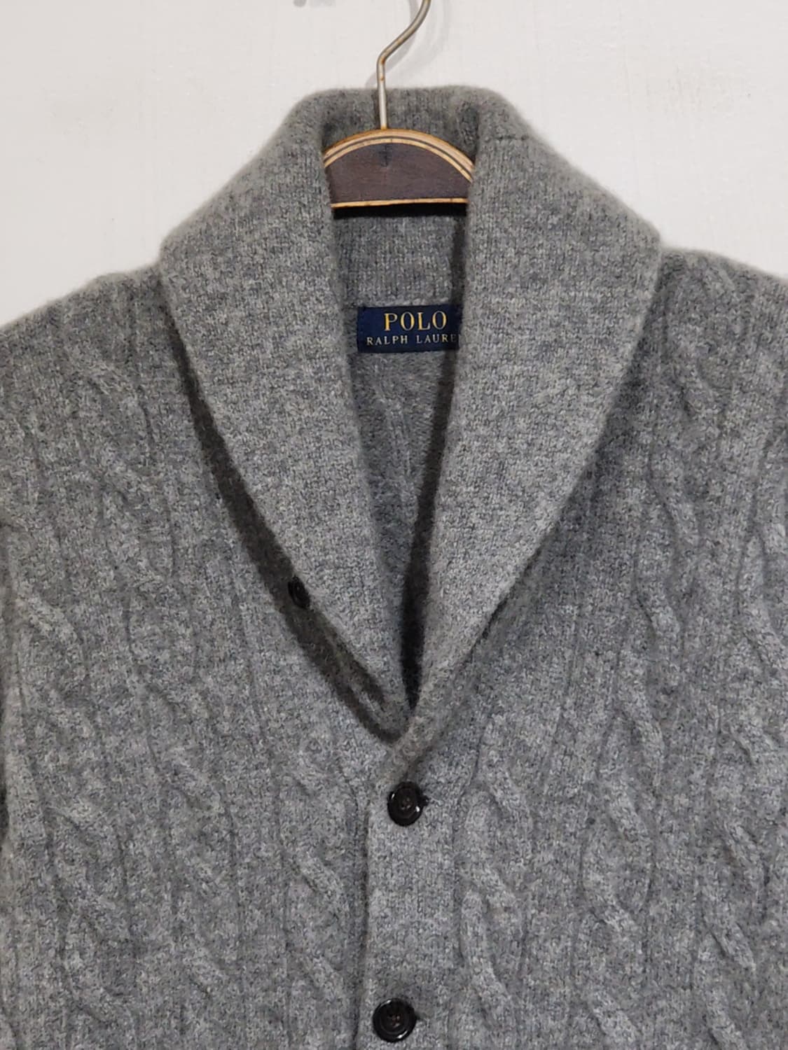 (M) 랄프로렌 폴로 꽈배기 가디건 그레이 숄카라 케이블  상품이미지2