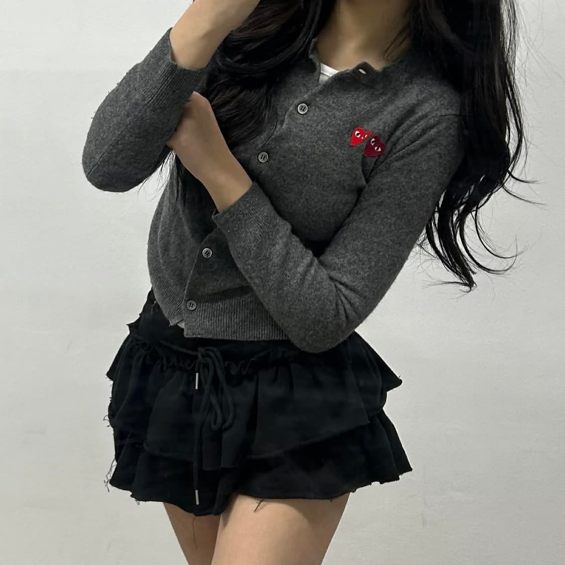 꼼데가르송 더블 와펜 램스울 걸즈 니트 가디건(M) 상품이미지1