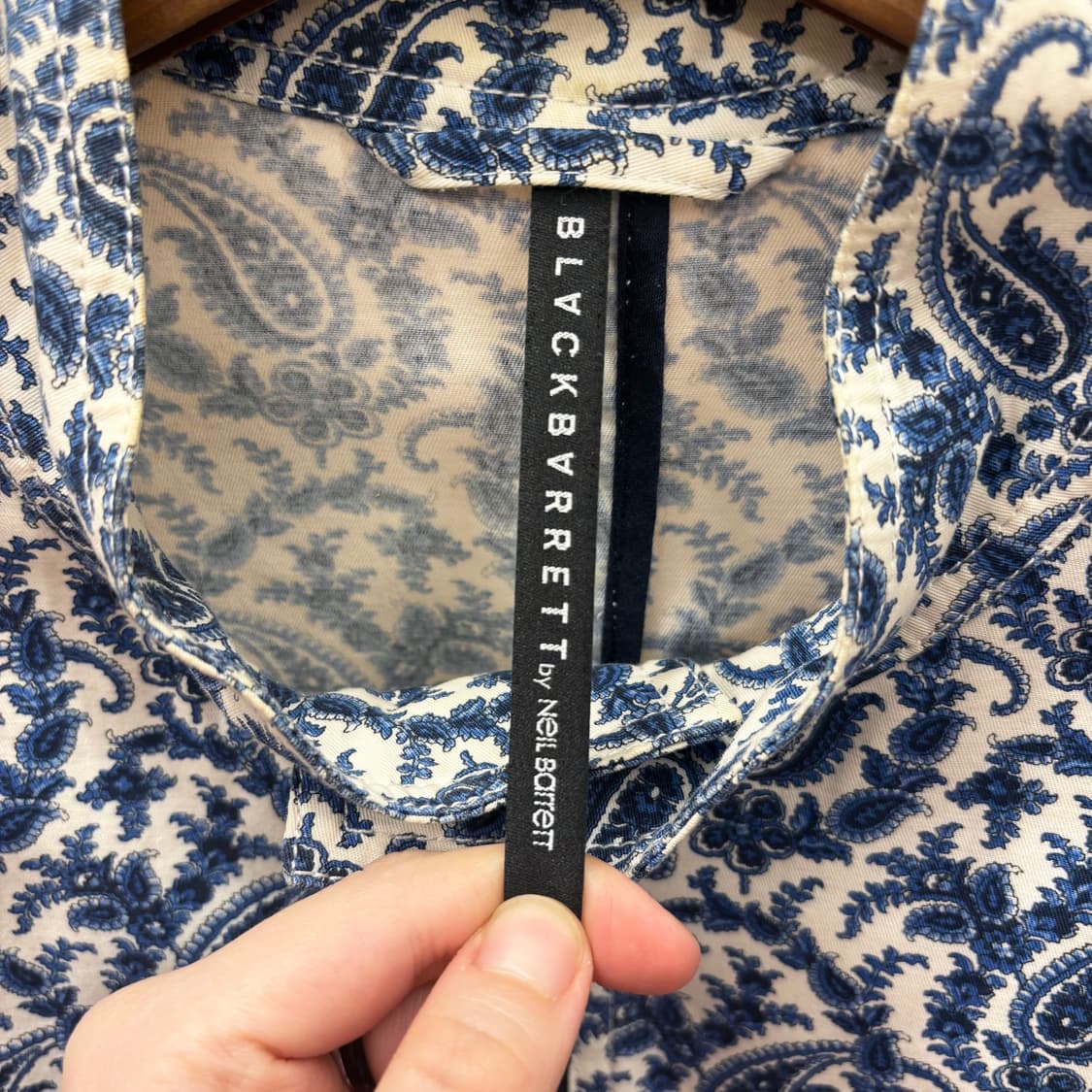 닐 바렛 집업 자켓 에스닉 패턴 카라 더블 버클 밑단 디테일 블루 상품이미지7