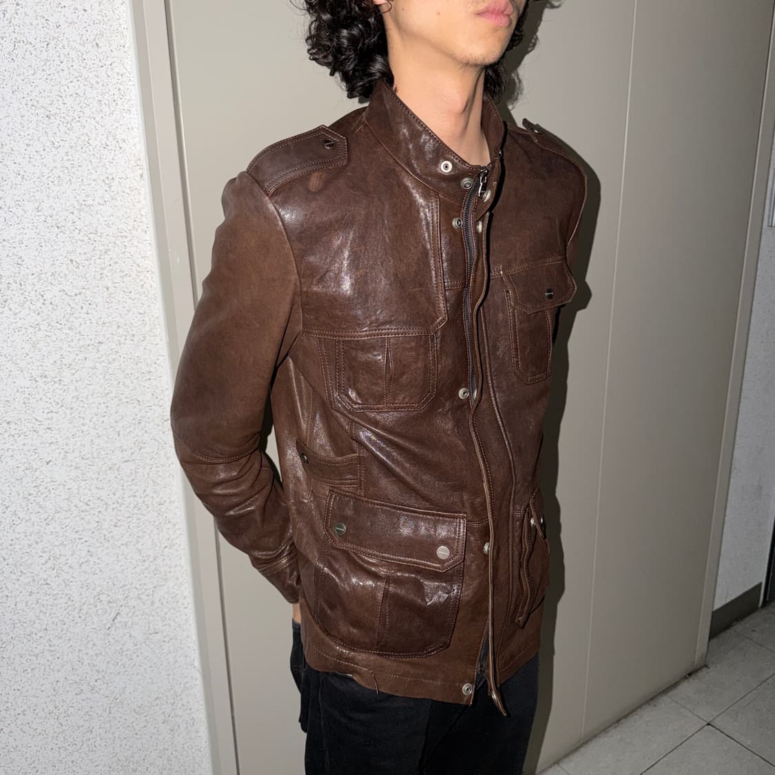 레더 사파리 자켓 상품이미지2