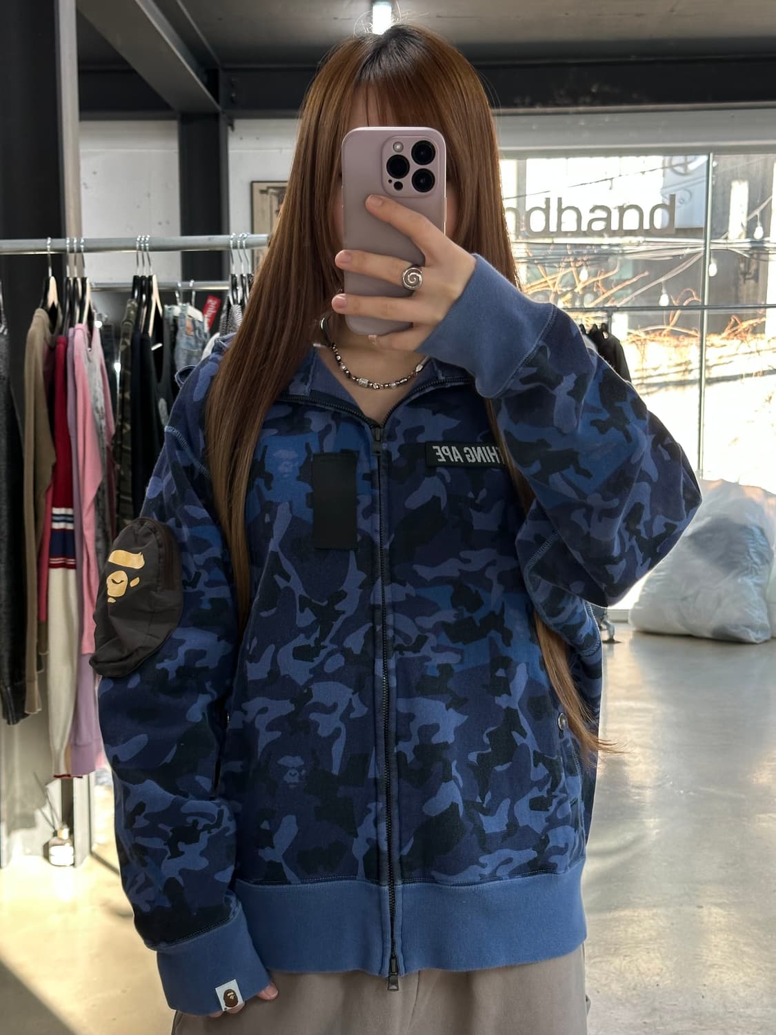 베이프 마스크 샌드카모 밀리터리 릴렉스드핏 풀후드집업 청계 상품이미지2