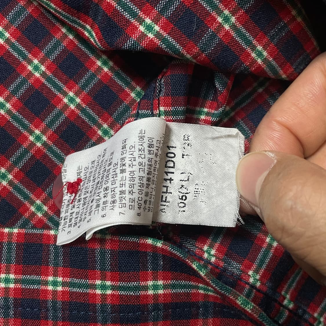 노스페이스 레드 블루 그린 체크 배색 원포켓 폴리 반팔 셔츠105 상품이미지6