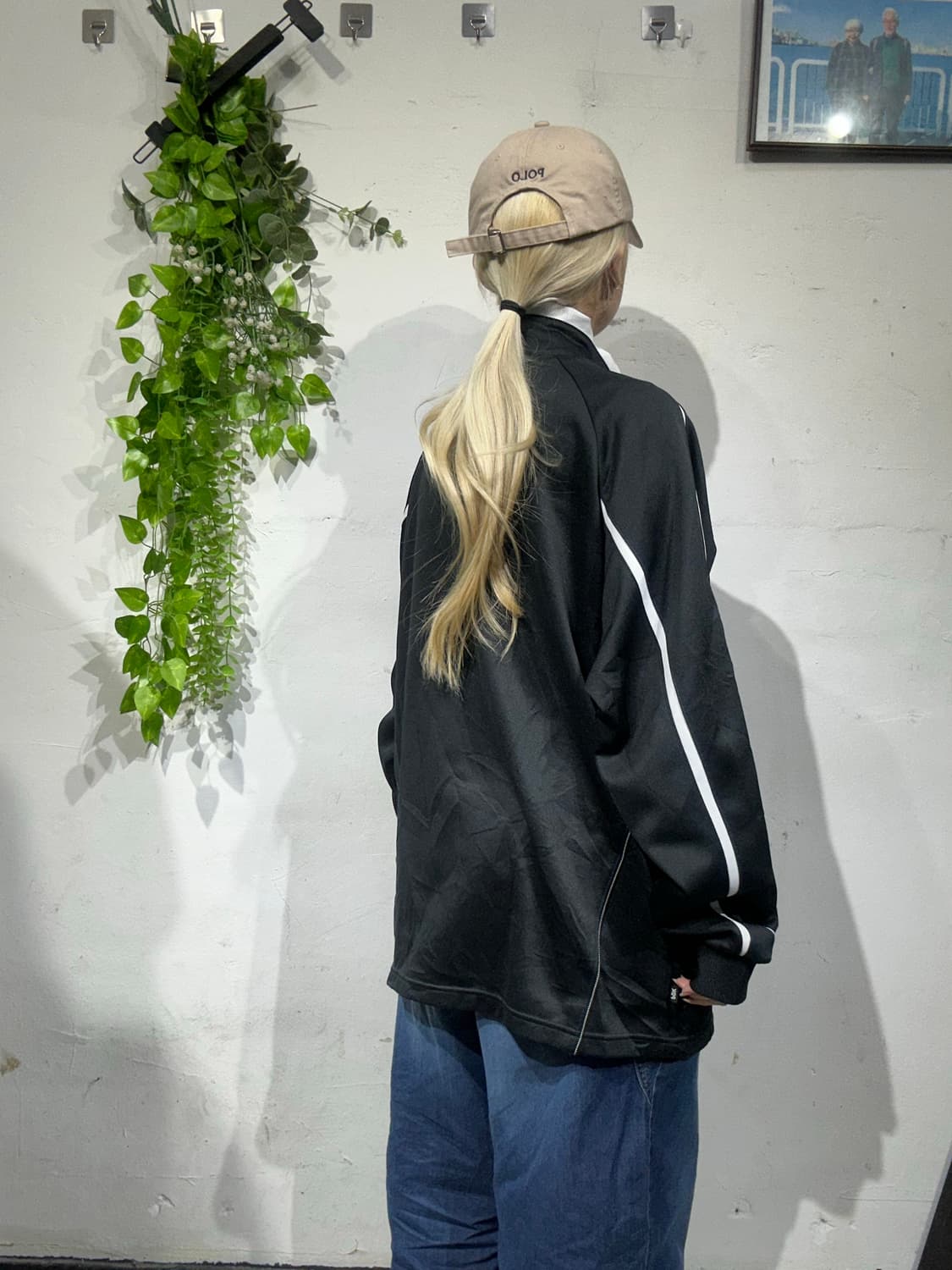 00s 나이키 블랙 화이트 사이드 라인 트랙탑 져지 XL 상품이미지3