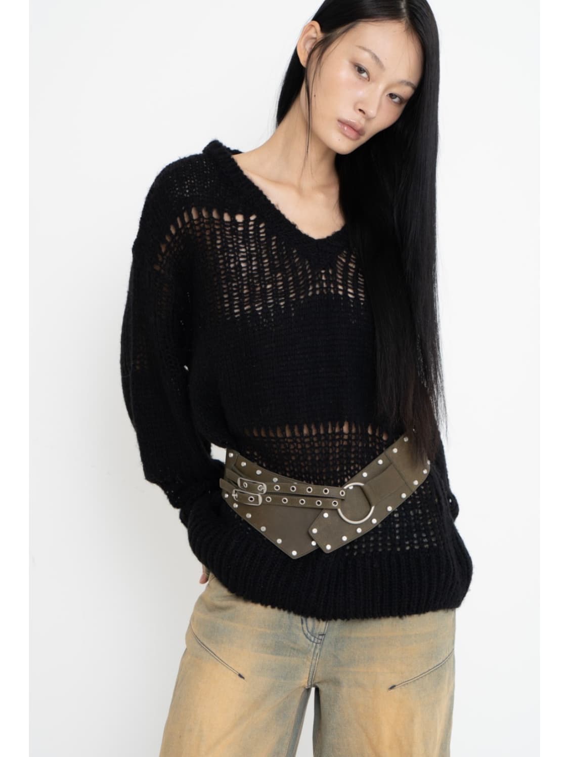 2000아카이브스 벨라 브이넥 니트 블랙 상품이미지4