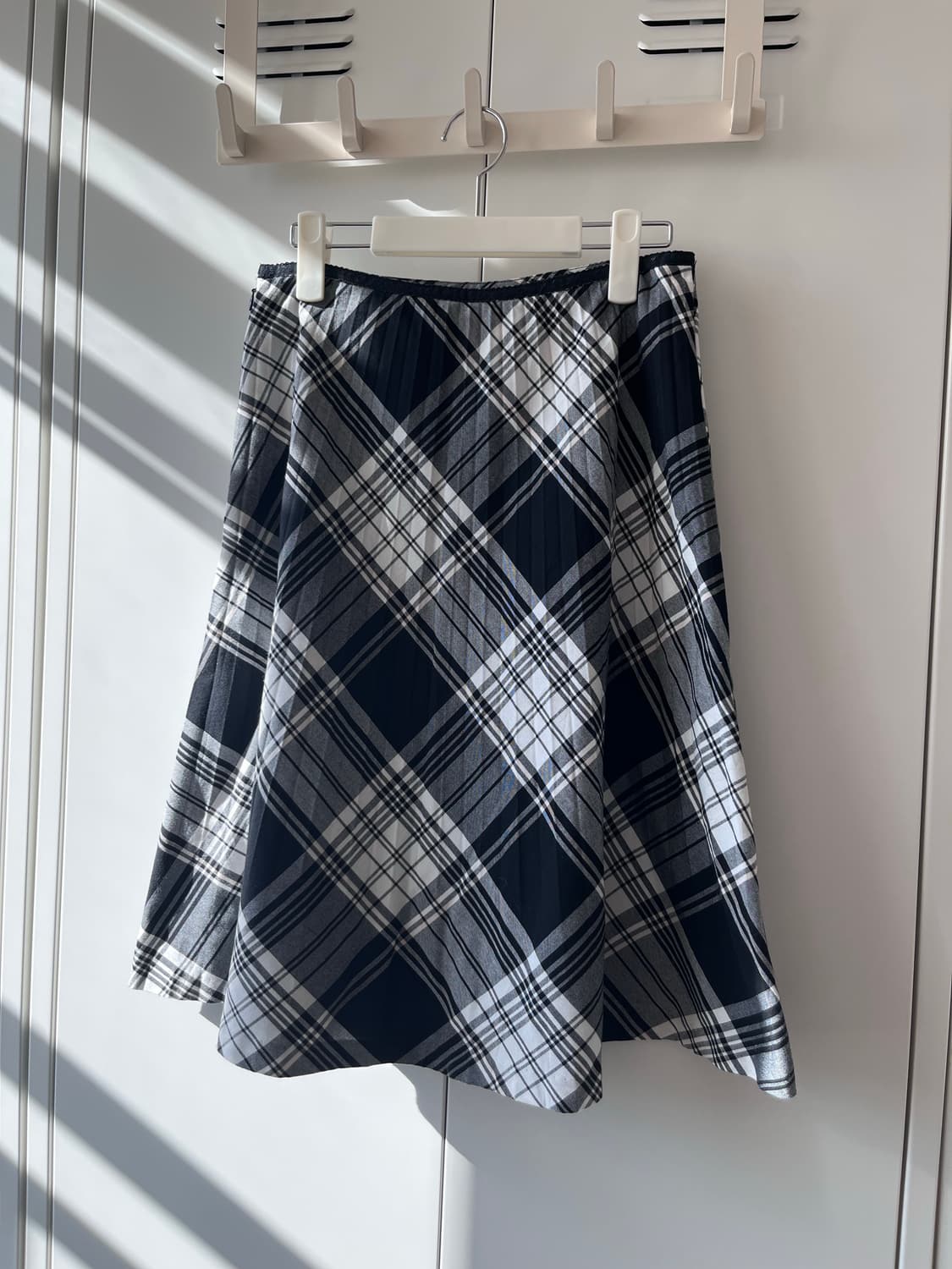 Vintage 체크 주름 플리츠 미디 스커트 상품이미지4