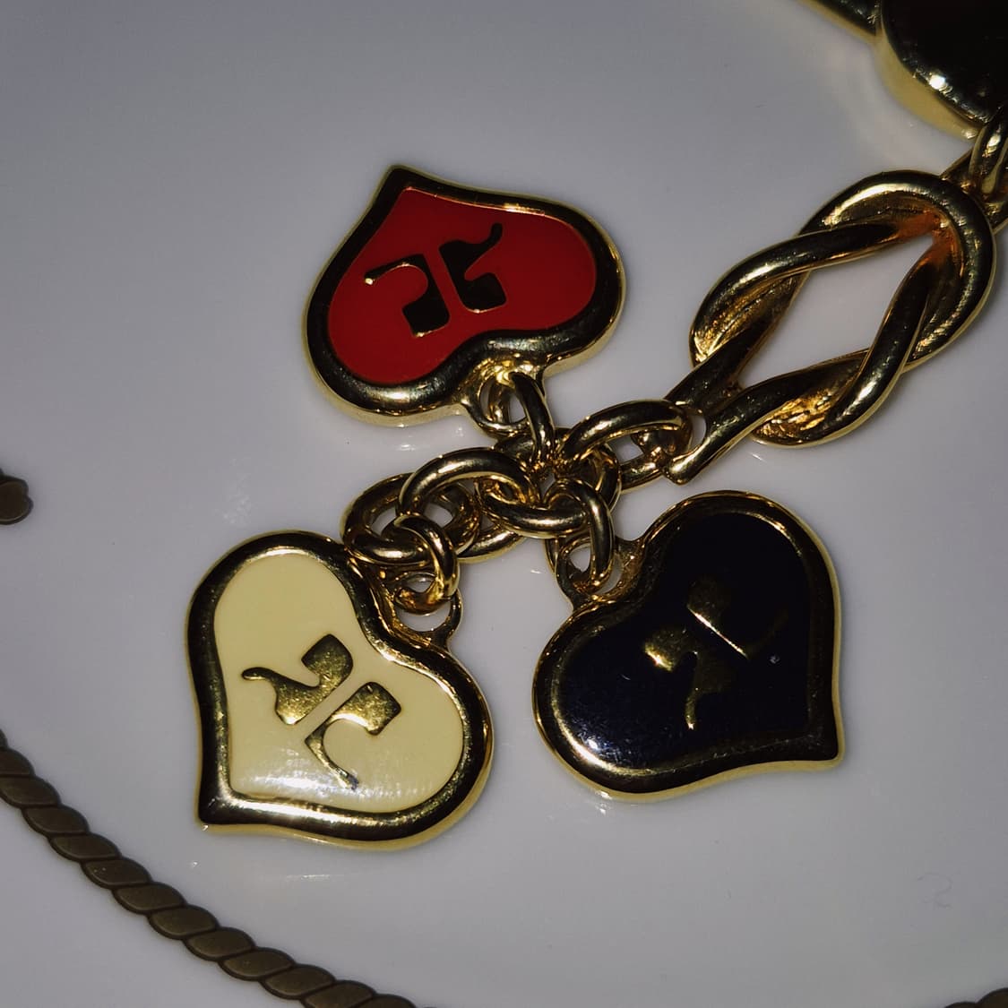 90s 꾸레쥬 프렌치 하트 트럼프 레이어드 키링 상품이미지7