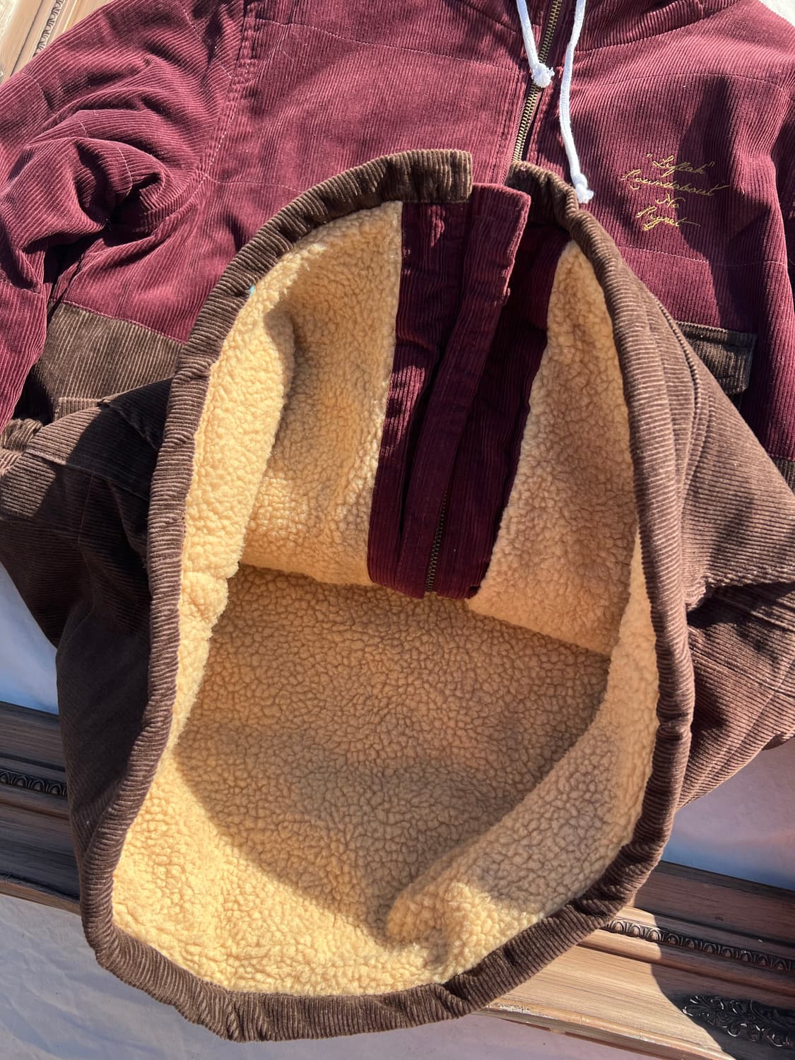 투톤 코듀로이 퍼 후드 자켓 상품이미지5