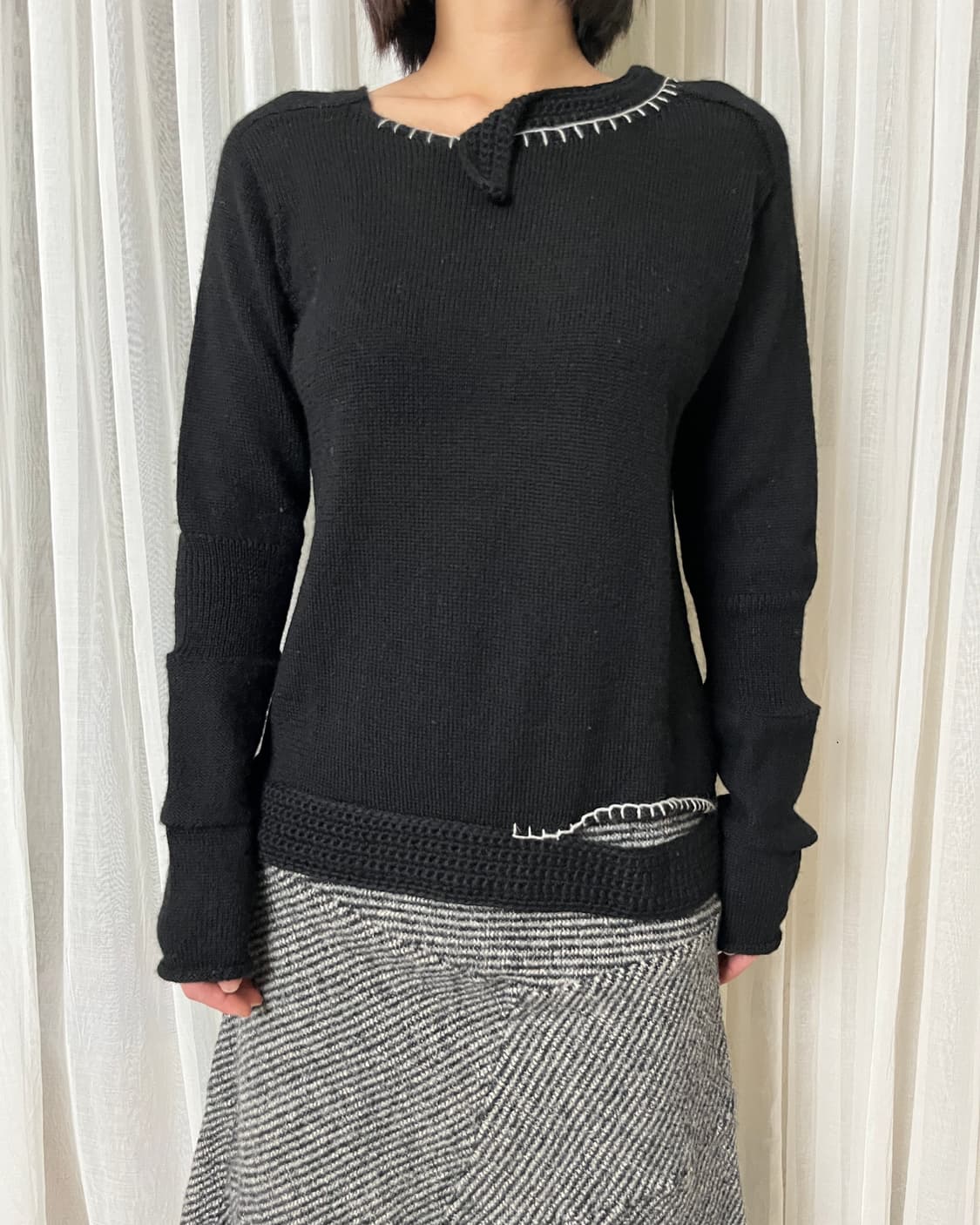 요지야마모토 핸드스티치 비대칭 절개 니트 yohji yamamoto 상품이미지9