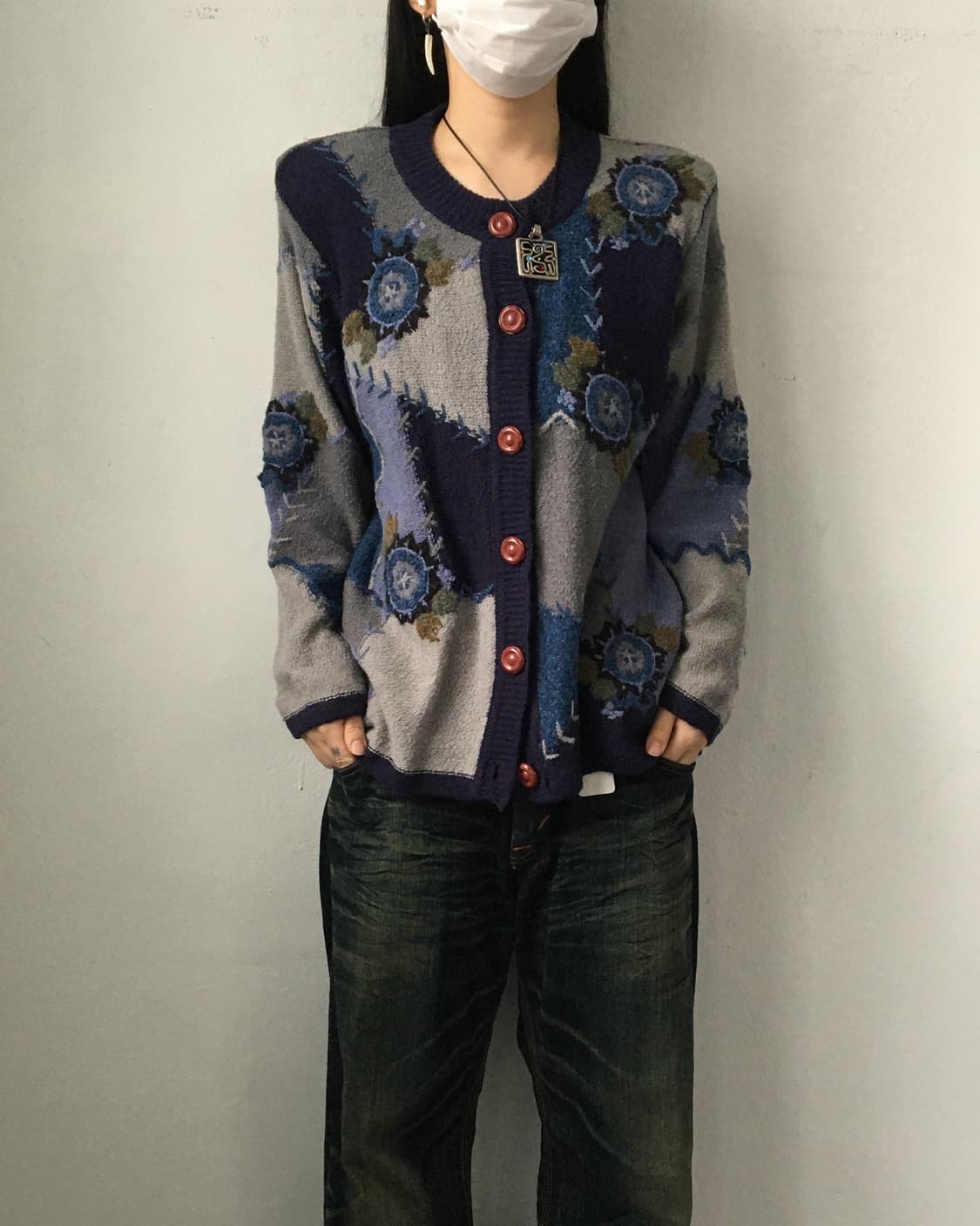 Patch work knit cardigan 상품이미지1
