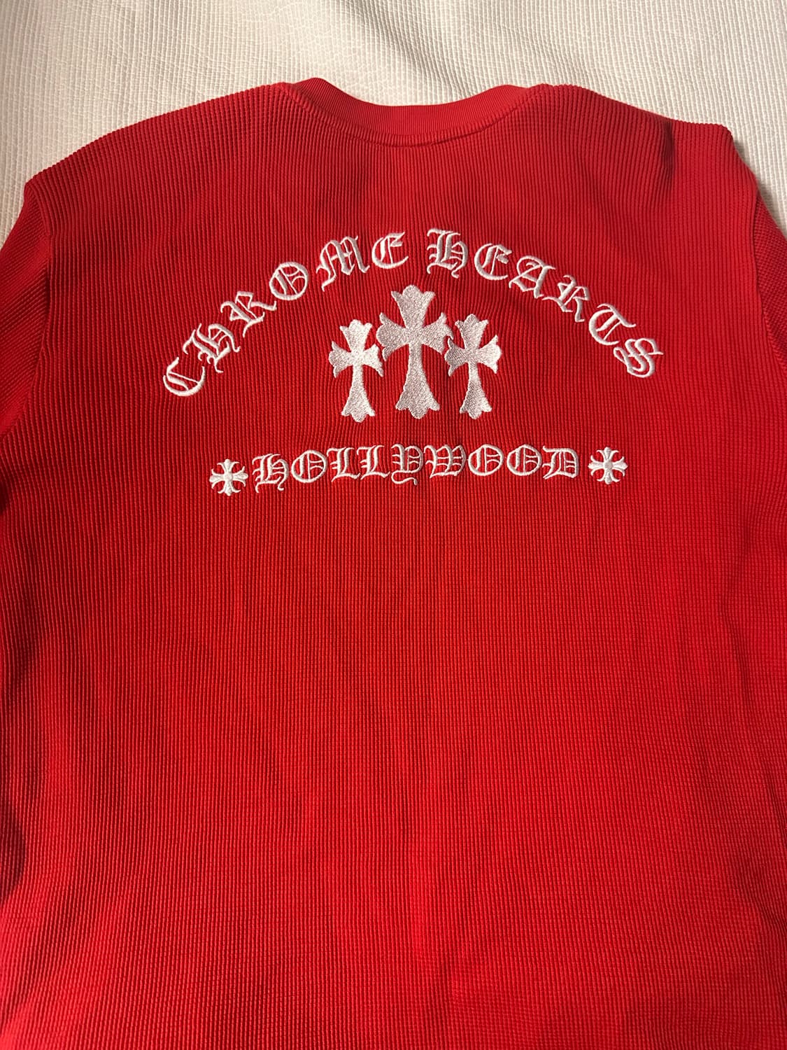 (L) 크롬하츠 세메터리 와플 헨리넥 니트 레드 상품이미지3