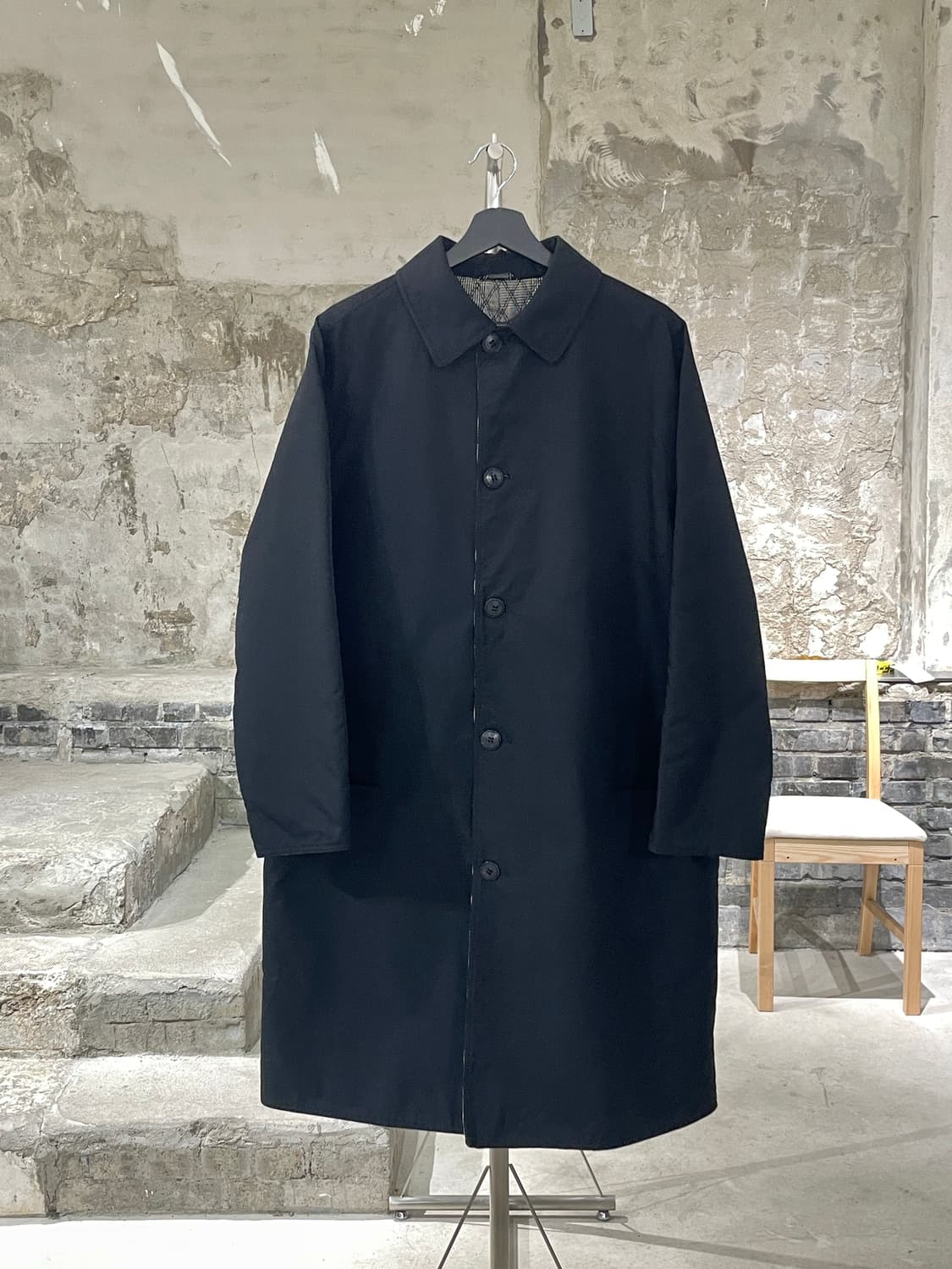 지아니 베르사체 블랙 클래식 폴리에스터 코트 상품이미지1